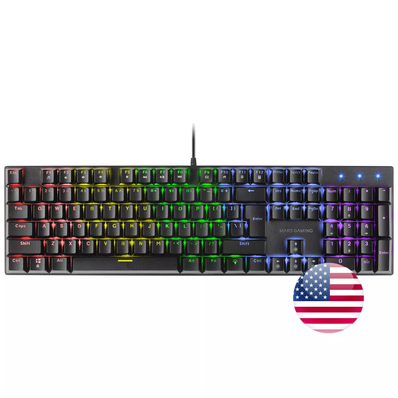 Mars Gaming Mk422 Teclado Gaming - Switches Mecanicos Antipolvo - Teclas Imborables - Iluminacion Rgb - Chip Arm - Compatibilidad Multiplataforma - Us - Color Negro