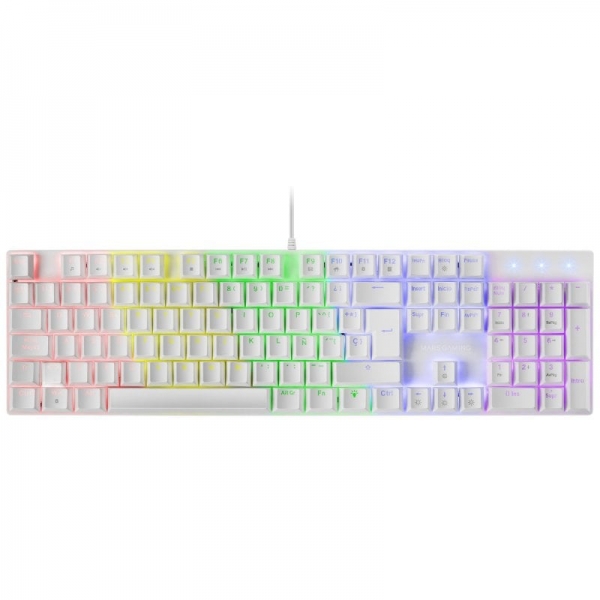 Mars Gaming Mk422 Teclado Gaming Mecanico - Iluminacion Rgb 12 Efectos - Teclas Doble Inyeccion - Switches Antipolvo - Multiplataforma - Anti-Ghosting Avanzado - Color Blanco