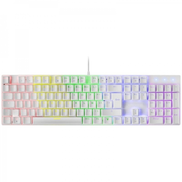 Mars Gaming Mk422 Teclado Mecanico Rgb - Switches Antipolvo - Teclas Imborrables - 12 Efectos Rgb - Anti-Ghosting - Multiplataforma - Color Blanco