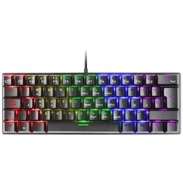 Mars Gaming Mk60 Teclado Gaming Mecanico - Ultra-Compacto 60% - Iluminacion Rgb - Switches Antipolvo - Anti-Ghosting Avanzado - Multiplataforma - Color Negro