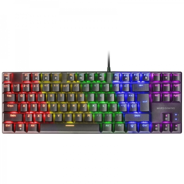 Mars Gaming Mk80 Teclado Gaming Mecanico - Tkl Compacto - Iluminacion Rgb - Teclas Doble Inyeccion - Switches Antipolvo - Multiplataforma - Anti-Ghosting Avanzado - Color Negro