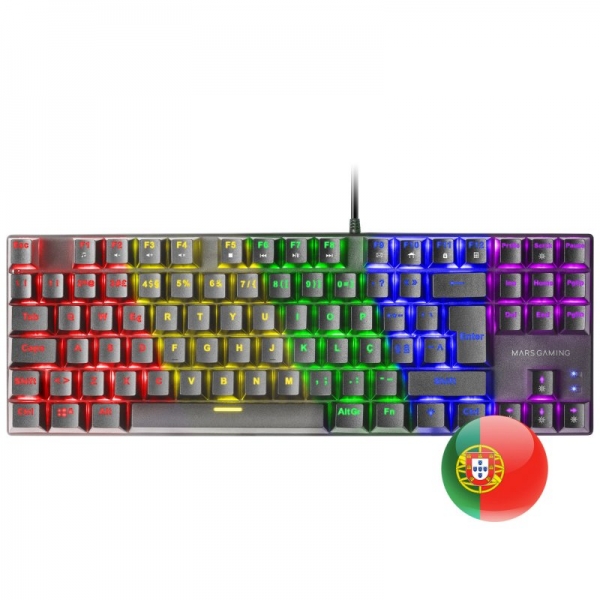 Mars Gaming Mk80 Teclado Gaming Mecanico - Tkl Compacto - Iluminacion Rgb - Teclas Doble Inyeccion - Switches Antipolvo - Multiplataforma - Portugues - Color Negro