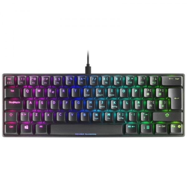 Mars Gaming Mkmini Teclado Gaming - Ultra-Compacto 60% - Iluminacion Full Rgb - Switches Mecanicos Outemu Pro - Software Personalizable - Anti-Ghosting - Color Negro