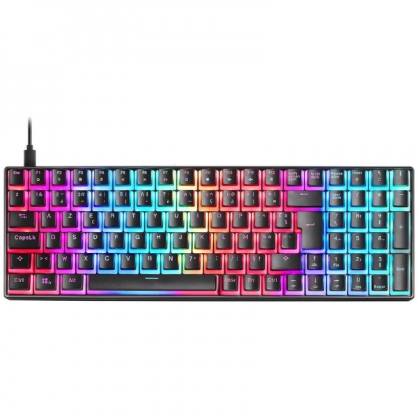 Mars Gaming Mkultra Teclado Gaming Premium - Compacto 96% - Teclas Pbt Pudding - Iluminacion Full Rgb Chroma - Switches Outemu Sq - Usb-C Extraible - Color Negro