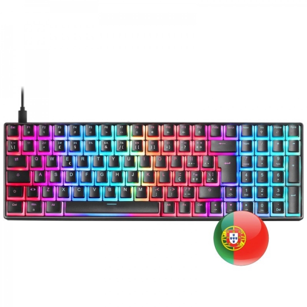 Mars Gaming Mkultra Teclado Gaming Premium - Tamaño Compacto 96% - Teclas Pbt Pudding - Iluminacion Rgb Chroma - Switches Outemu Sq - Usb-C Extraible - Portugues - Color Negro