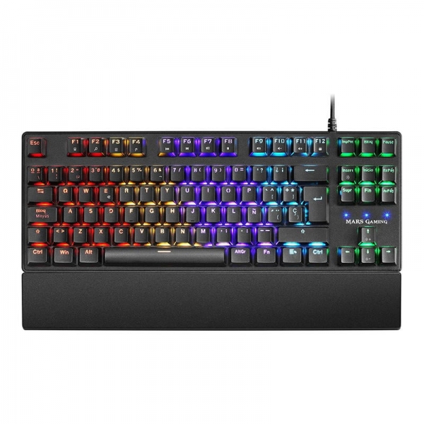 Mars Gaming Mkxtkl Teclado Mecanico - Ultracompacto Tkl - Switches Outemu Sq - Retroiluminacion Rgb - Reposamuñecas Ergonomico Extraible - Color Negro