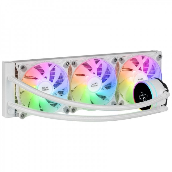 Mars Gaming Ml-Lcd360 Refrigeracion Liquida Argb - Tres Ventiladores 120Mm - Pantalla Lcd Temperatura - Compatibilidad Multisocket - Tdp 600W - Tubos Teflon - Color Blanco