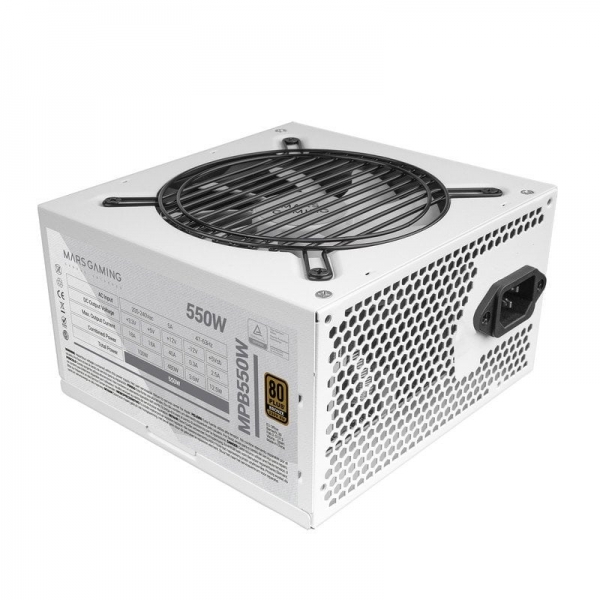 Mars Gaming Mpb550 Fuente De Alimentacion - 550W - Eficiencia 90% - Certificado 80Plus Bronze - Tecnologia Ai-Rpm Silenciosa - Cables Planos Extra Largos - Color Blanco