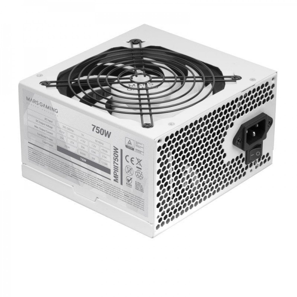 Mars Gaming Mpiii Mpiii750 Fuente De Alimentacion - Tecnologia Ai-Rpm - Eficiencia 99% Digital Apfc - Funcionamiento Silencioso - Proteccion Avanzada - Color Blanco