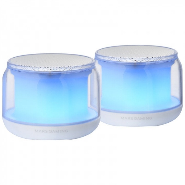 Mars Gaming Ms-Aura Altavoces Bluetooth Rgb - Sonido Envolvente 15W - Dsp Personalizado - Iluminacion Rgb 360º - Bluetooth 5.3 - Conexion Jack - Control Intuitivo - Color Blanco