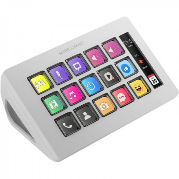 Mars Gaming Msd-One Dispositivo Compacto - Pantalla Lcd Ampliada - Software Personalizable - Compatible Con Windows Y Mac - Ideal Para Streaming Y Gaming - Color Blanco