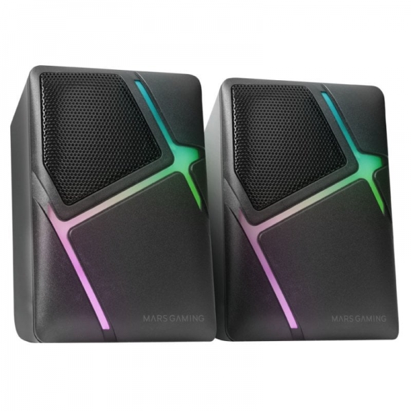 Mars Gaming Ms-H Altavoces Compactos - Sonido Envolvente 10W - Iluminacion Rgb Flow - Drivers Invertidos 3D-Surround - Control De Volumen Rapido - Conexion Usb/Jack - Color Negro