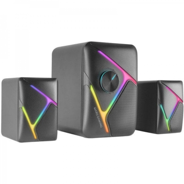 Mars Gaming Ms-H21 Altavoz Gaming - Sonido 2.1 35W - Drivers 3D Surround - Iluminacion Rgb - Control Frontal - Conexion Plug & Play - Color Negro