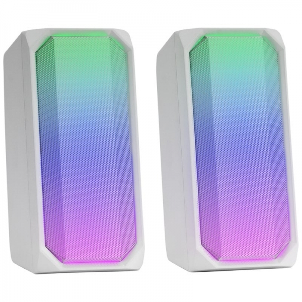 Mars Gaming Msrgb Altavoces Gaming - 15W Potencia - Rgb Full Mesh - Bluetooth 5.0 - Dsp Sonido Multi-Nivel - Caja De Control Tactil - Color Blanco