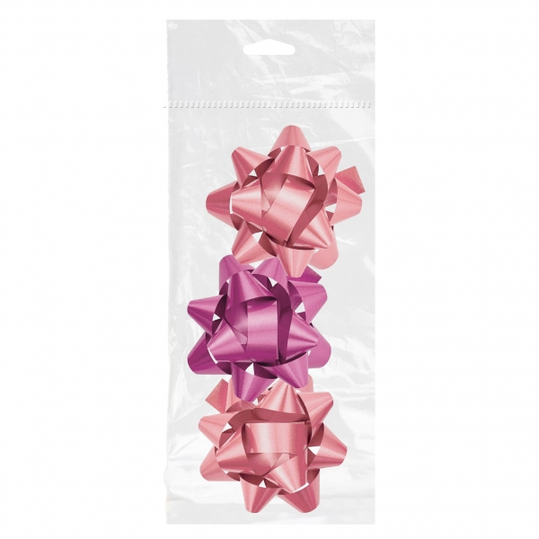 Dohe Chic Pack De 3 Lazos Para Regalo - Forma De Estrella - Tamaño 8Cm - Color Rosa