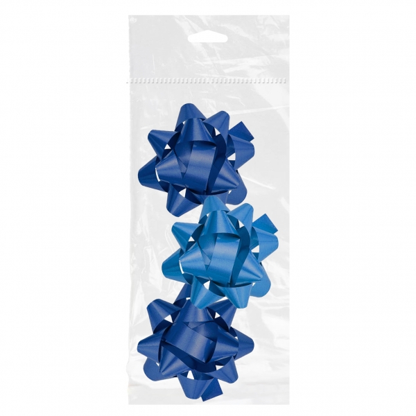 Dohe Chic Pack De 3 Lazos Para Regalo - Forma De Estrella - Tamaño 8Cm - Color Azul