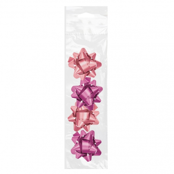 Dohe Chic Pack De 4 Lazos Para Regalo - Forma De Estrella - Tamaño 6.5Cm - Color Rosa