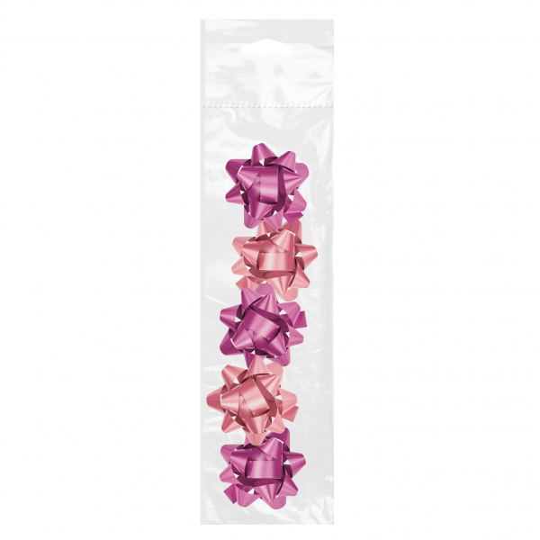 Dohe Chic Pack De 5 Lazos Para Regalo - Forma De Estrella - Tamaño 5.6Cm - Color Rosa
