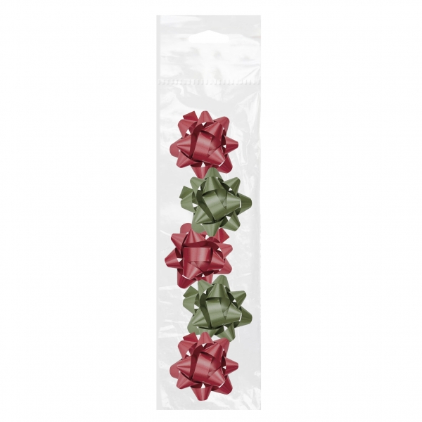 Dohe Chic Pack De 5 Lazos Para Regalo - Forma De Estrella - Tamaño 5.6Cm - Colores Rojo Y Verde