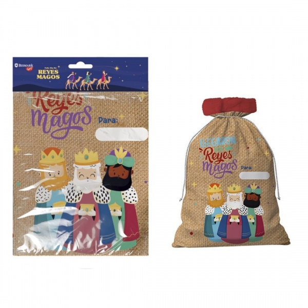 Bismark Saco Para Regalos Con Diseño De Reyes Magos - Etiqueta Para Personalizarlo