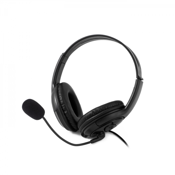 Coolbox Coolchat U1 Auriculares Con Microfono - Diadema Ajustable - Almohadillas Acolchadas - Control De Volumen - Cable De 2M - Color Negro