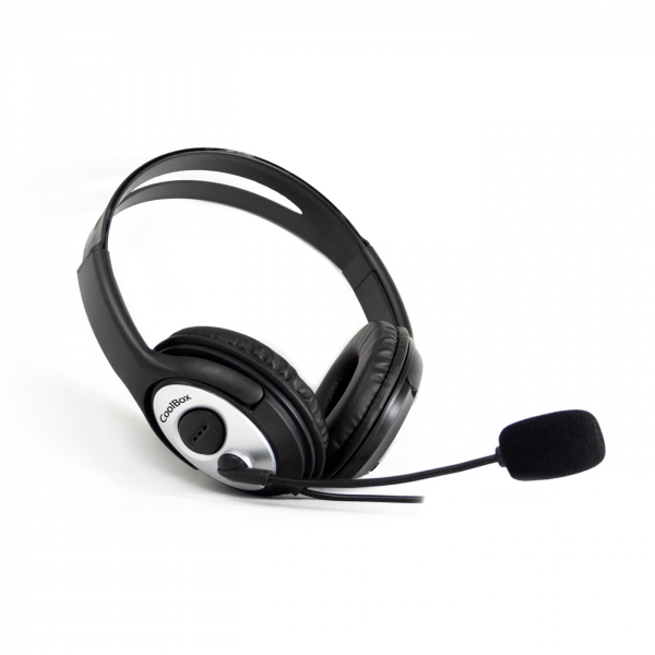 Coolbox Coolchat 3.5 Auriculares Con Microfono - Diadema Ajustable - Almohadillas Acolchadas - Control De Volumen - Cable De 2M - Color Negro