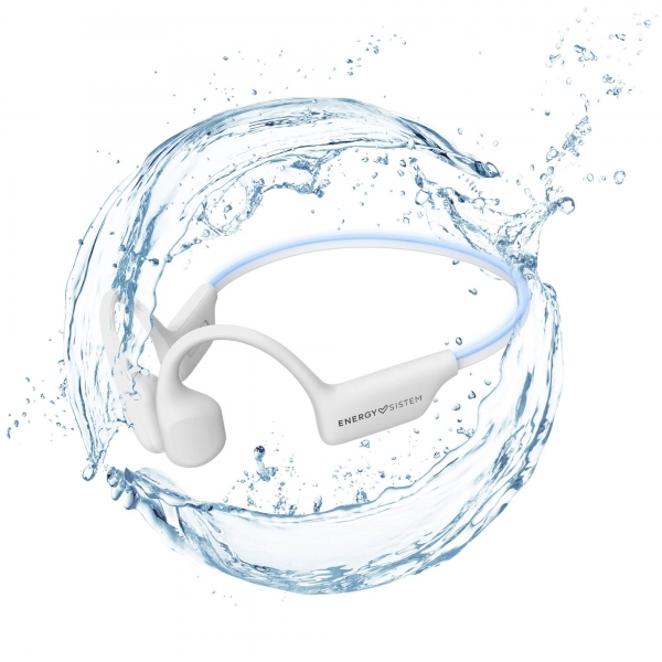 Energy Sistem Auriculares De Conduccion Osea - Bluetooth 5.4 - Ipx8 - 8Gb Memoria - 11H Autonomia - Carga Rapida - Luces Led - Microfono Integrado - Color Blanco