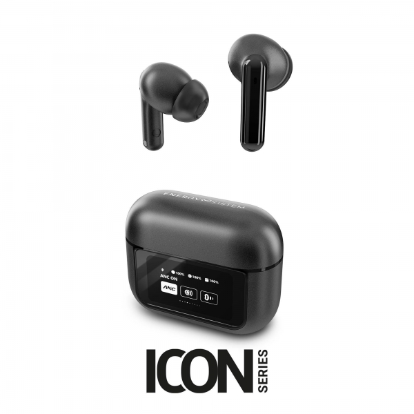 Energy Sistem Auriculares True Wireless - Pantalla En Estuche - Anc - Modo Transparencia - Baja Latencia - Ipx5 - 30H De Reproduccion - Color Negro
