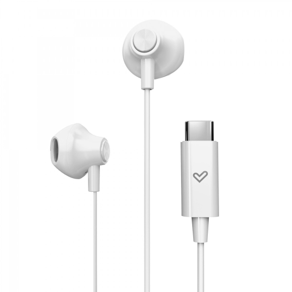 Energy Sistem Auriculares - Sonido Hd - Conexion Tipo C - Microfono Integrado - Control De Reproduccion - Ligeros Y Comodos - Packaging Reciclado - Color Blanco