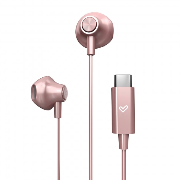 Energy Sistem Auriculares De Boton - Sonido Hd - Conexion Tipo C - Microfono Integrado - Control De Reproduccion - Cable 120 Cm - Packaging Reciclado - Color Rosa