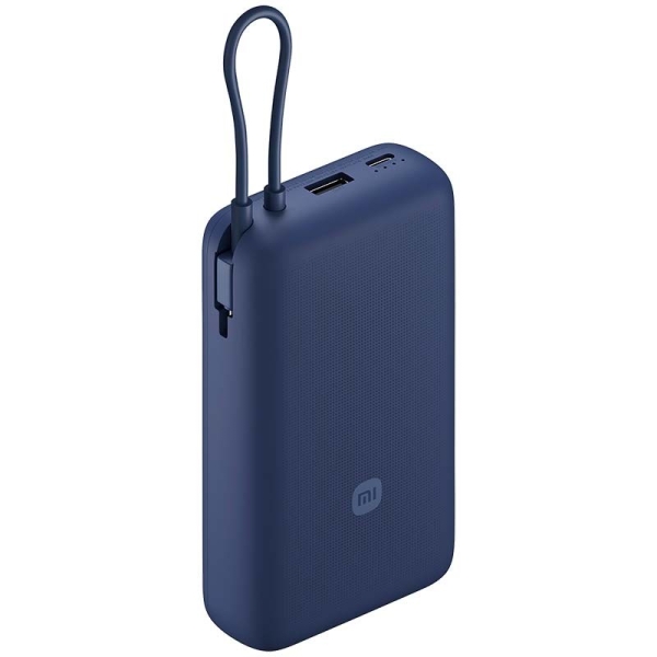 Xiaomi Bateria Externa/Power Bank 20000 Mah Con - Carga Rapida 33W - Cable De Carga Integrado - Puertos 1X Usb-A , 1X Usb-C - Color Azul Oscuro
