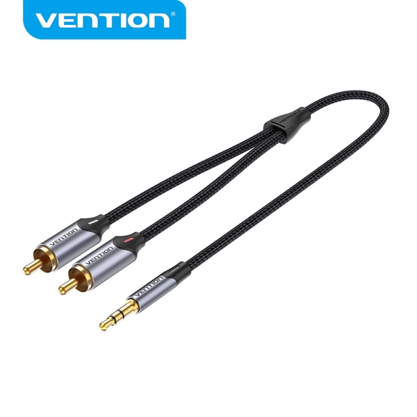 Vention Cable De Audio Rca A 3.5 Mm - Sonido Hi-Fi - Cancelacion De Ruido - Conductor De Cobre 29Awg - Flexible Y Resistente - Color Gris