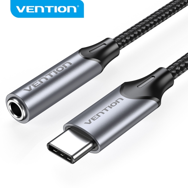 Vention Usb-C A Jack 3.5Mm Dac 5 - Sonido Alta Fidelidad - Chip Audio Profesional - Compatibilidad Universal - Color Gris