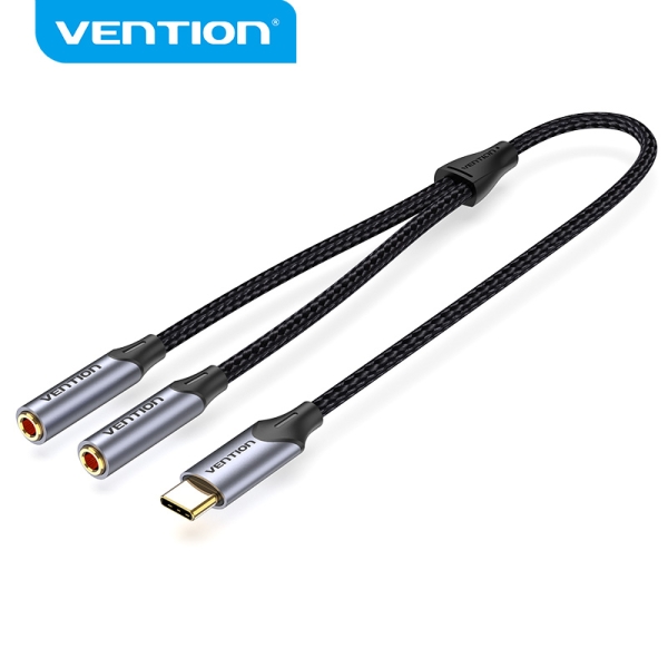 Vention Adaptador Usb-C A Trs Restaurar Sonido Original - Alta Fidelidad - Chip Vt0200 - Carcasa De Aluminio - Color Gris