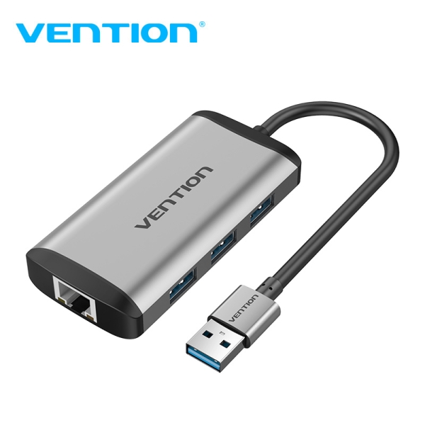 Vention Ckbhb Hub Usb X3 Ethernet - Usb 3.0 - Gigabit Ethernet - 1200 Mbps - Compatible Con Usb-A/Usb-C - Certificacion Ce - Color Gris