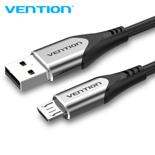 Vention Cable Micro Usb Reversible - Carga Rapida 3A - Transmision 480Mbps - Durabilidad Mejorada - Proteccion De Bateria - Color Gris