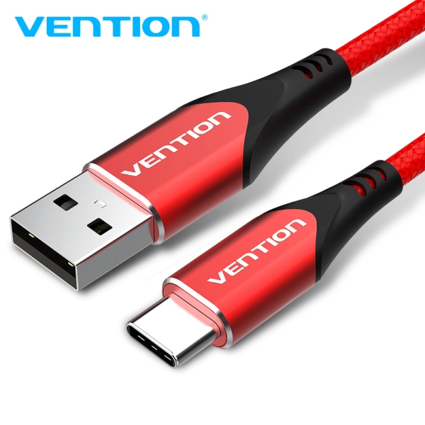 Vention Cable Usb 2.0 A-C 3A - Carga Rapida 3A - Compatible Huawei Fcp/Qc - Nylon Trenzado Duradero - Transferencia 480 Mbps - Color Rojo