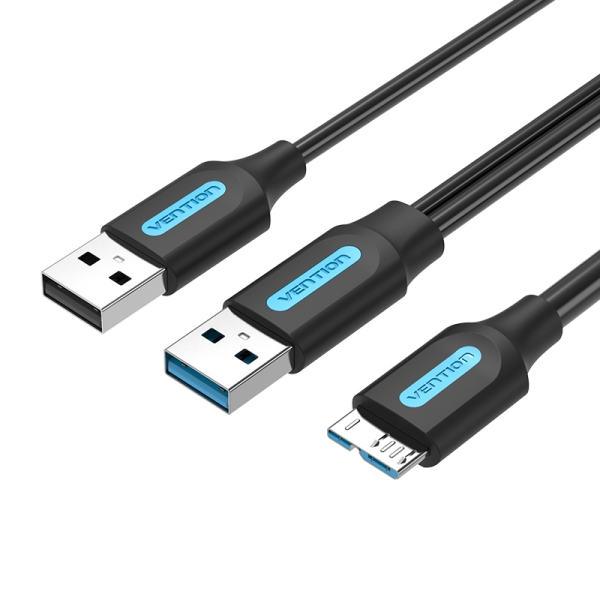Vention Cable Usb 3.0 A-Micro-B Alta Velocidad 5Gbps - Conductor De Cobre Esmaltado - Fuente De Alimentacion 3A - Color Negro