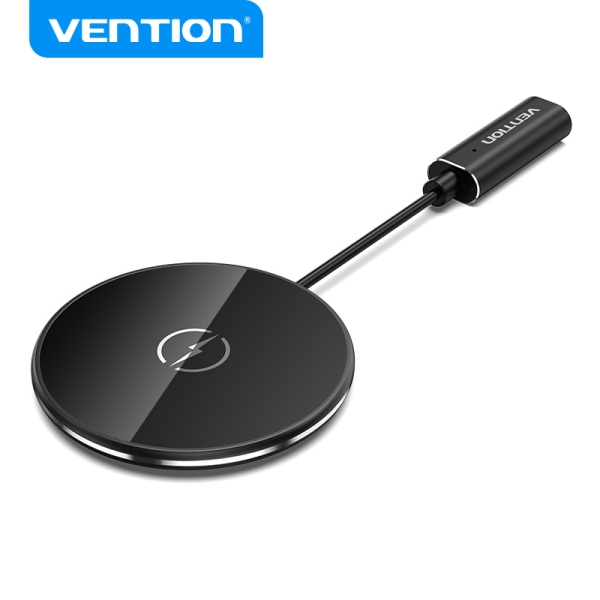Vention Cargador Inalambrico Magnetico Rapido - 15W - Proteccion Sobretension/Subtension - Apagado Automatico - Indicador Led - Usb-C - Color Negro