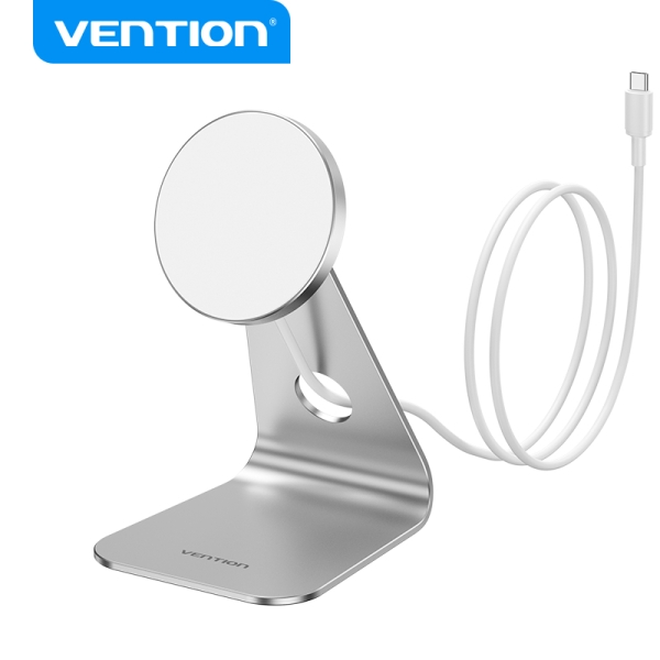 Vention Cargador Inalambrico - Usb-C - Aleacion De Aluminio - Potencia 15W/10W/7.5W/5W - Color Plata
