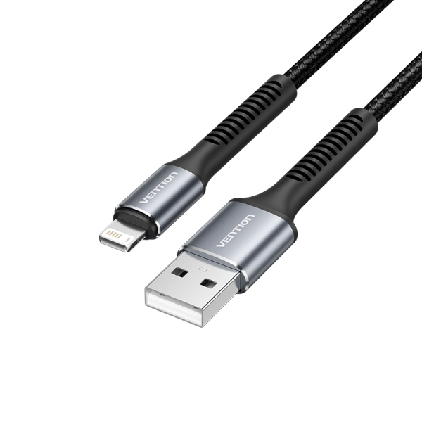 Vention Cabletech Lightning-Usb-A Cable De Datos - Aluminio Duradero - Transmision 480Mbps - Potencia 2A, 10W - Color Negro