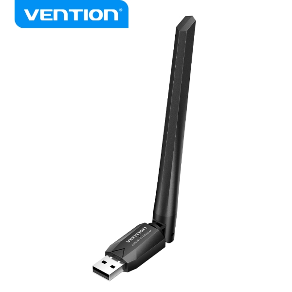 Vention Adaptador Usb Wi-Fi Ac650 Dual Band - Alta Ganancia - Conexion Estable - Facil Instalacion - Color Negro