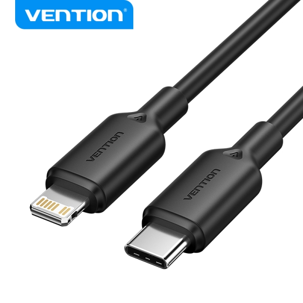 Vention Cable Usb 2.0 Tipo C A Lightning - Conector Niquelado - Potencia 27W - Corriente Maxima 3A - Color Negro