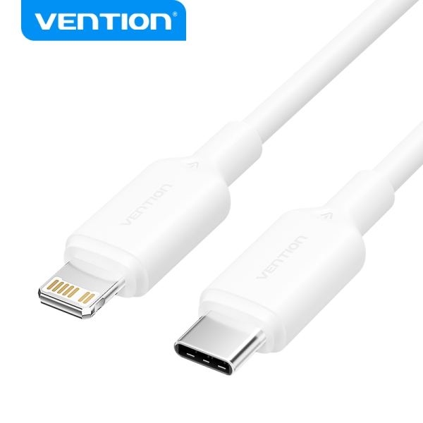 Vention Cable Usb 2.0 Tipo C A Lightning - Conector Niquelado - Potencia 27W - Corriente 3A - Color Blanco