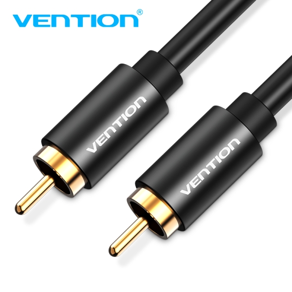 Vention Cable Rca Macho A Macho - Conexiones Rca - Cobertura Dorada - Doble Apantallado - Color Negro