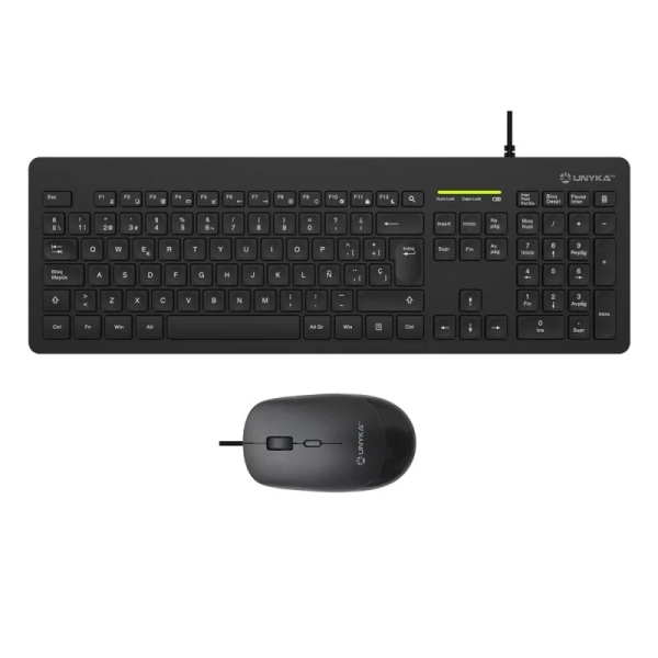 Unykach Mk211 Pro Slim Pack De Teclado Slim 108 Teclas De Membrana + Raton 2400Dpi, 3 Botones, Uso Ambidiestro - Color Negro