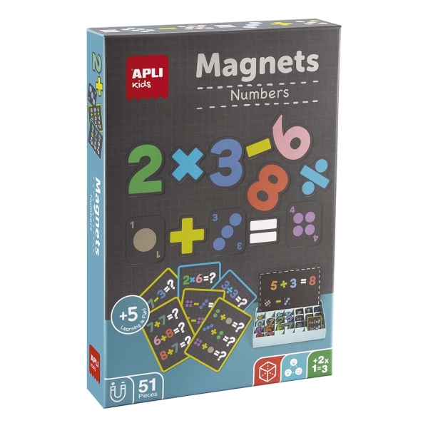 Apli Juego Magnetico De Numeros - Introduccion A Las Matematicas - Incluye 51 Imanes De Numeros Y Simbolos Y 15 Fichas Con Ejemplos