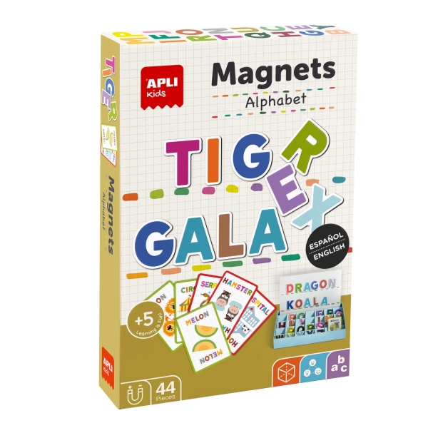 Apli Juego Magnetico El Abecedario - Introduccion A La Escritura - Incluye 44 Imanes De Letras Y 15 Fichas Con Ejemplos