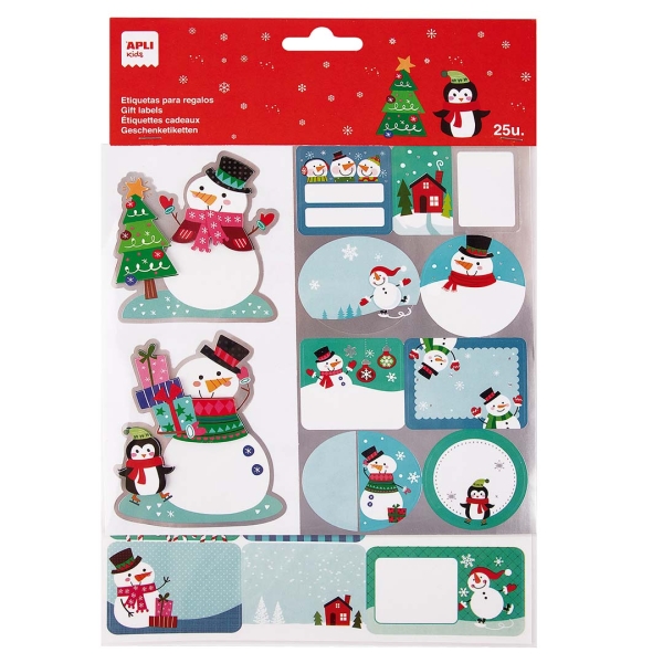Apli Pack De 50 Etiquetas Adhesivas Navideñas Para Regalos - Tamaños Y Diseños Surtidos - Espacio Para Escribir
