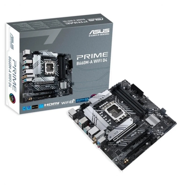 Asus Prime B660M-A Wifi D4 Placa Base Intel 1700 4X Ddr4 - Wifi, Bluetooth, Hdmi, M.2, Pcie3.0, 4.0, 4X Sata Iii, Usb 3.2, Microatx